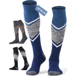 imageFITRELL 23 Pack Merino Wool Ski Socks for Snowboarding Full Cushioned Winter Thermal Kneehigh Warm Socks for Men and WomenBlackorangeblue
