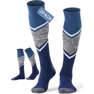 imageFITRELL 23 Pack Merino Wool Ski Socks for Snowboarding Full Cushioned Winter Thermal Kneehigh Warm Socks for Men and WomenBlue