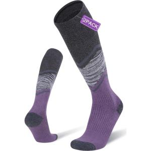 imageFITRELL 23 Pack Merino Wool Ski Socks for Snowboarding Full Cushioned Winter Thermal Kneehigh Warm Socks for Men and WomenPurple