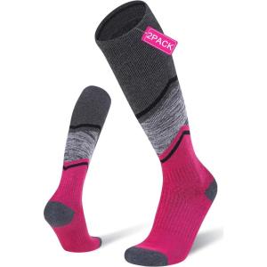 imageFITRELL 23 Pack Merino Wool Ski Socks for Snowboarding Full Cushioned Winter Thermal Kneehigh Warm Socks for Men and WomenRose Red