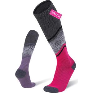 imageFITRELL 23 Pack Merino Wool Ski Socks for Snowboarding Full Cushioned Winter Thermal Kneehigh Warm Socks for Men and WomenRose Redpurple