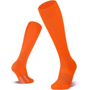 imageFITRELL 23 Pack Soccer Socks Baseball Softball For Youth Kids Boys Girls OverTheCalf Football Socks for Adult Men WomenOrange2