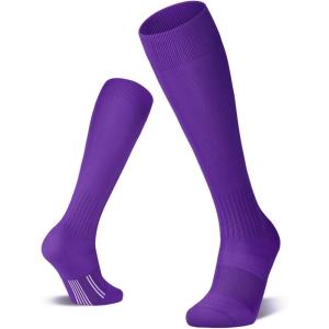 imageFITRELL 23 Pack Soccer Socks Baseball Softball For Youth Kids Boys Girls OverTheCalf Football Socks for Adult Men WomenPurple2