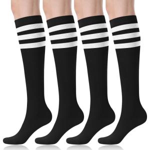 imageFITRELL Womens Knee High Socks Outdoor Sport Athletic Socks Casual Stripe Tube Socks 14 PackBlackwhite