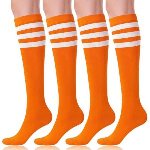 imageFITRELL Womens Knee High Socks Outdoor Sport Athletic Socks Casual Stripe Tube Socks 14 PackOrangewhite