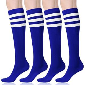 imageFITRELL Womens Knee High Socks Outdoor Sport Athletic Socks Casual Stripe Tube Socks 14 PackRoyal Blue