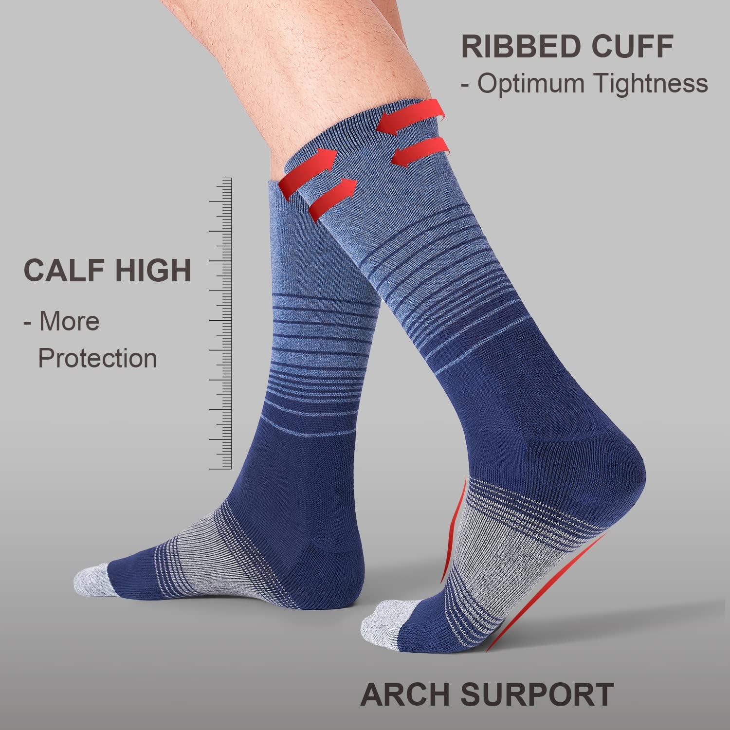 imageFITRELL 4 Pack Mens Merino Wool Hiking Socks Wicking Cushioned Warm Thermal Lightweight Boot Crew Dress SocksNavy Blue4