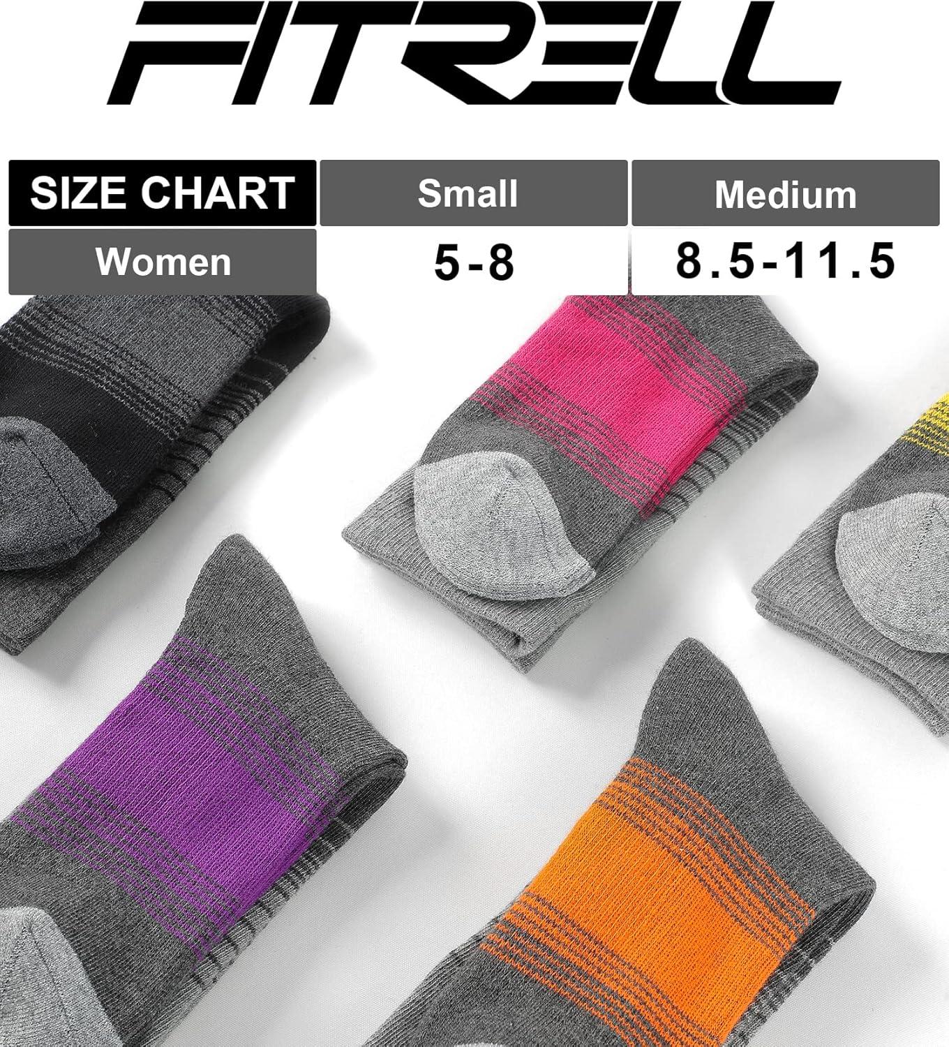 imageFITRELL 4 Pack Womens Merino Wool Hiking Socks Wicking Cushioned Warm Thermal Walking Boot Crew Socks Woollen SocksBlack2  Rose Red2