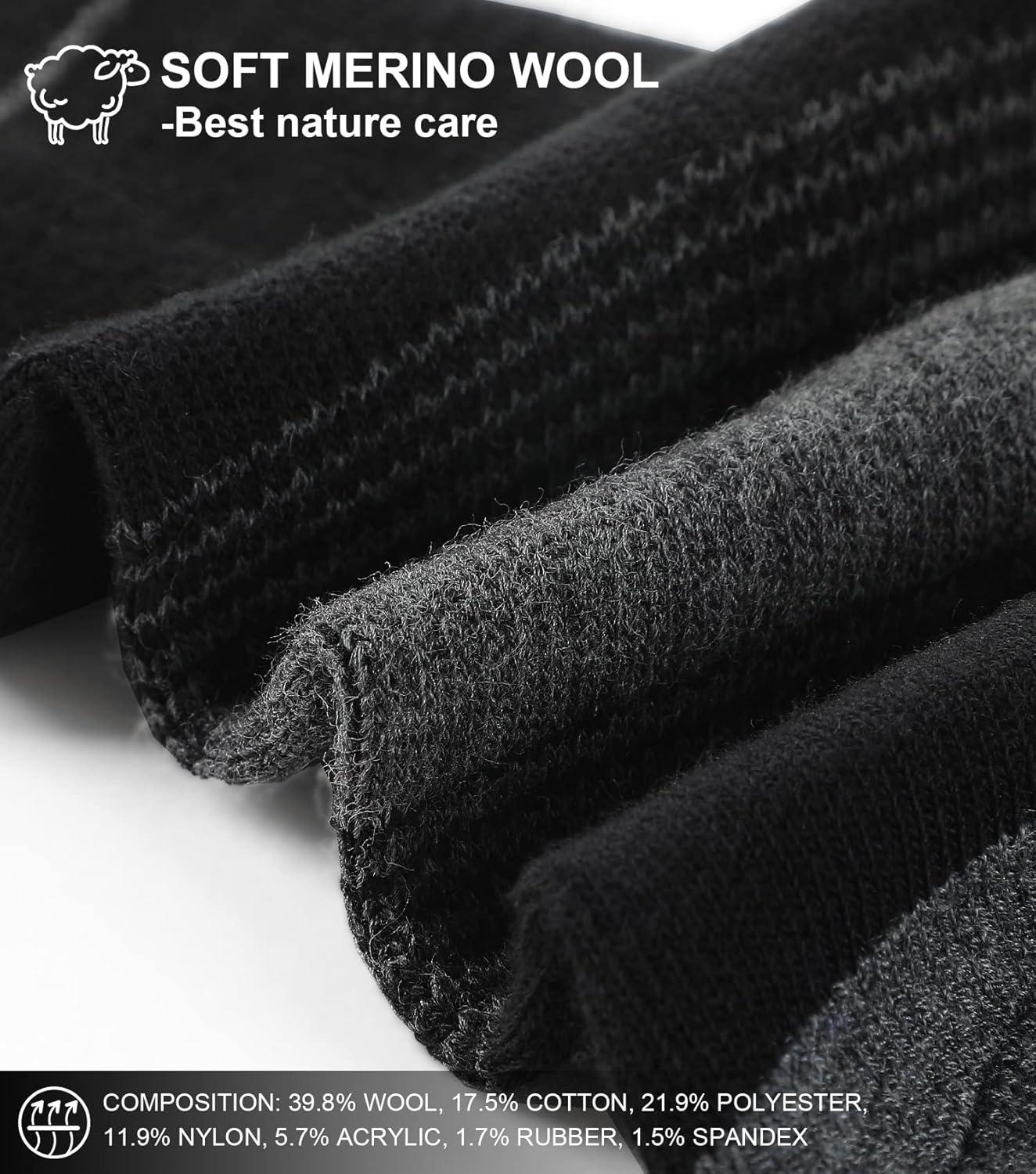 imageFITRELL 4 Pack Womens Merino Wool Hiking Socks Wicking Cushioned Warm Thermal Walking Boot Crew Socks Woollen SocksBlack4