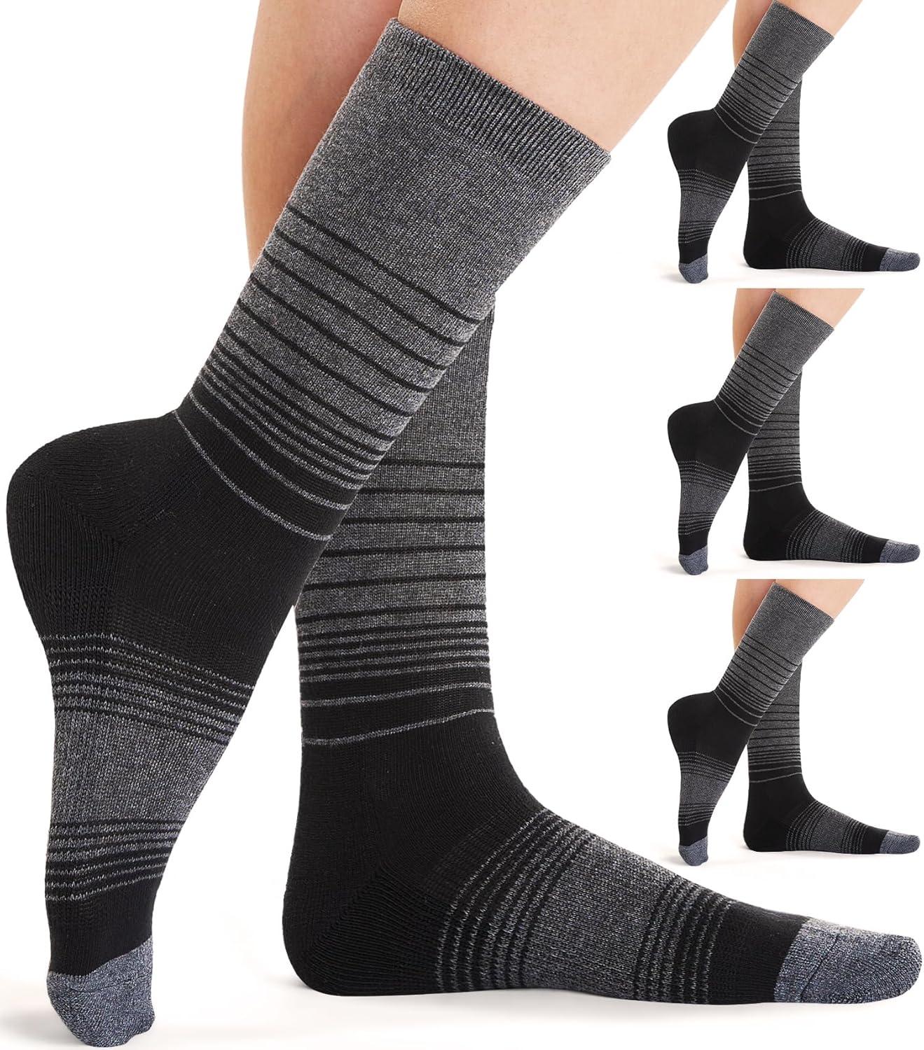 imageFITRELL 4 Pack Womens Merino Wool Hiking Socks Wicking Cushioned Warm Thermal Walking Boot Crew Socks Woollen SocksBlack4
