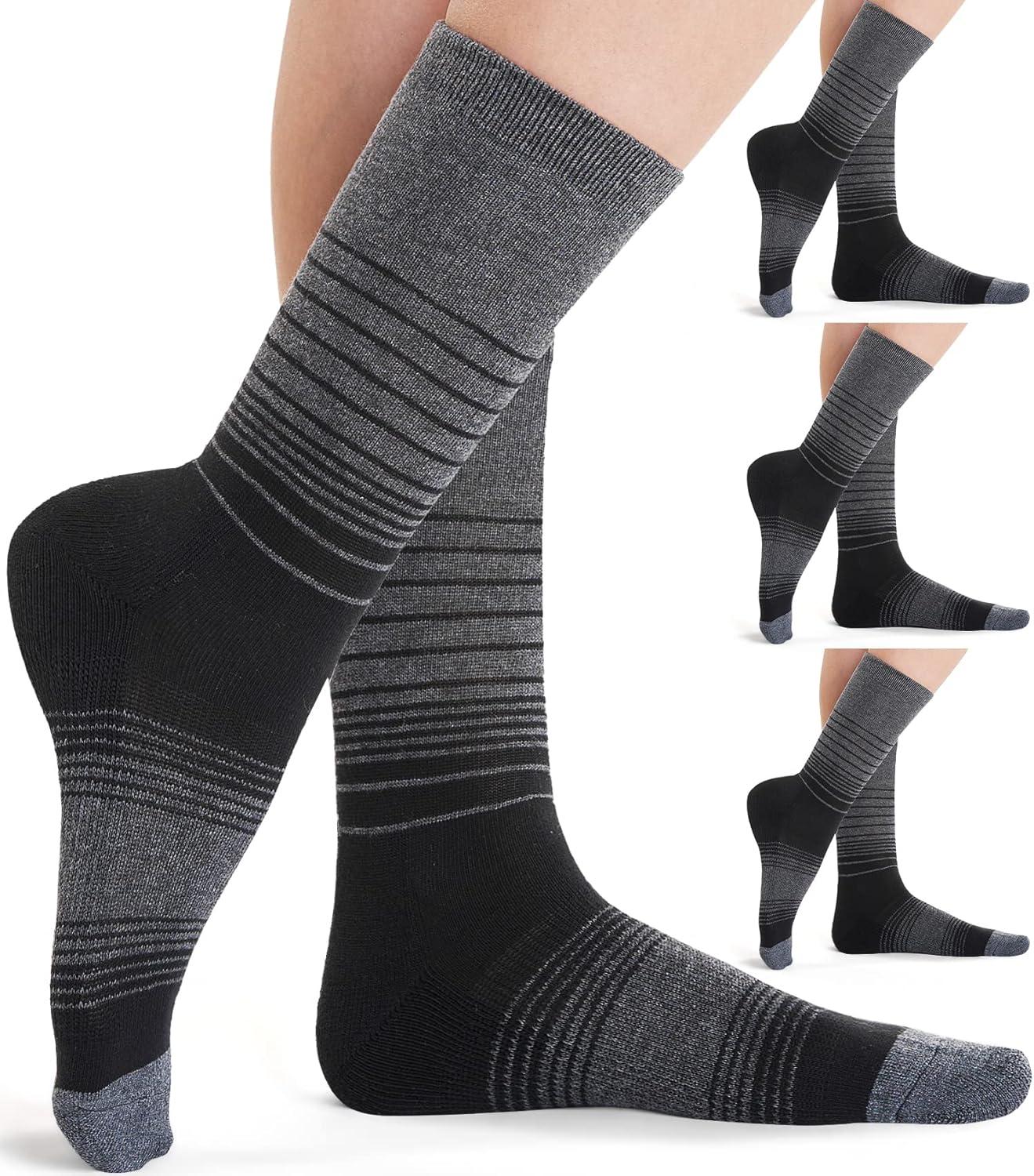 imageFITRELL 4 Pack Womens Merino Wool Hiking Socks Wicking Cushioned Warm Thermal Walking Boot Crew Socks Woollen SocksBlack4