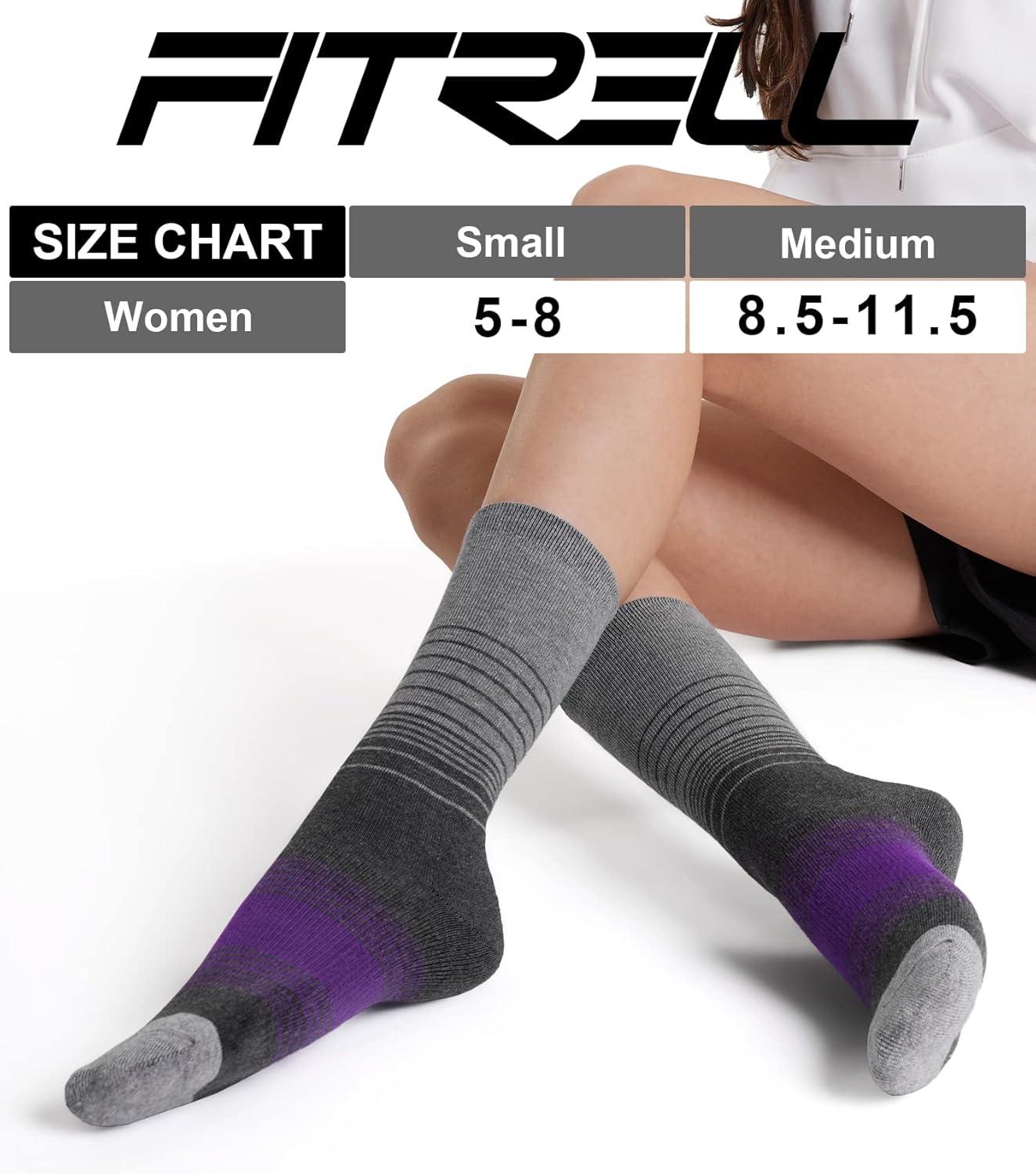 imageFITRELL 4 Pack Womens Merino Wool Hiking Socks Wicking Cushioned Warm Thermal Walking Boot Crew Socks Woollen SocksPurple2  Pink2