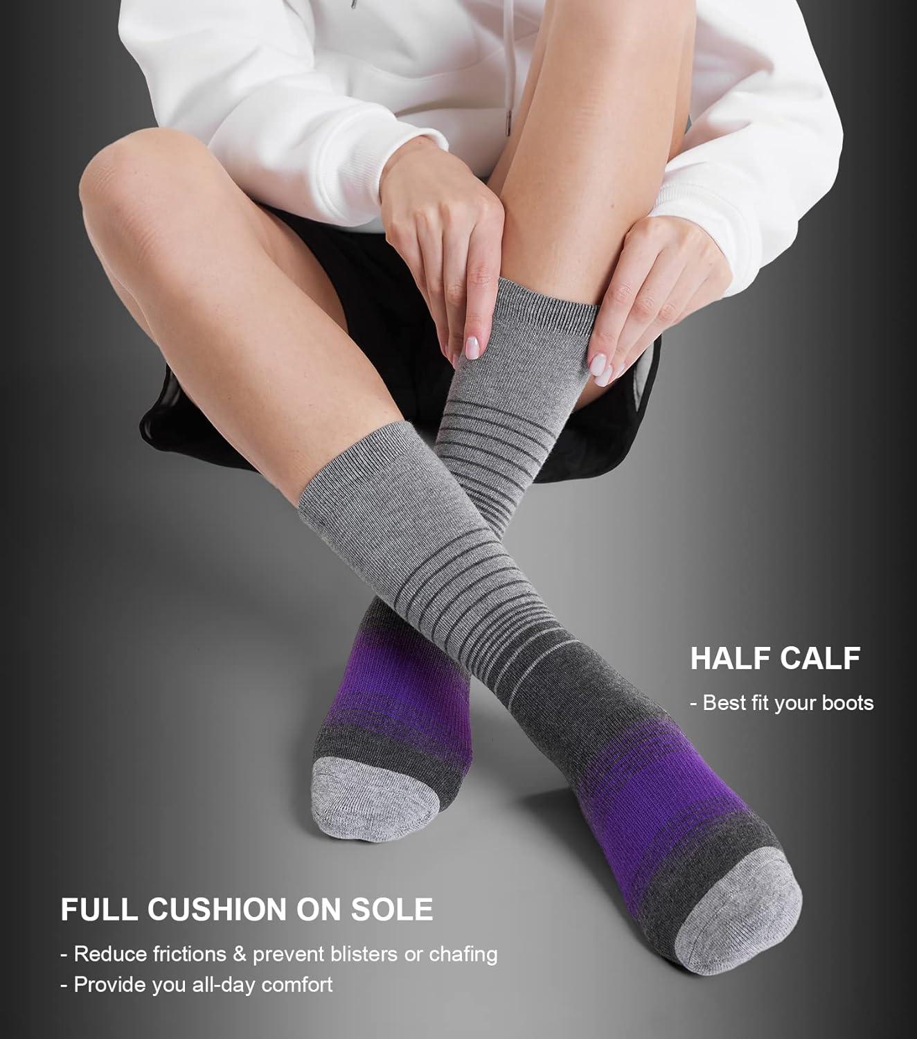 imageFITRELL 4 Pack Womens Merino Wool Hiking Socks Wicking Cushioned Warm Thermal Walking Boot Crew Socks Woollen SocksPurple2  Pink2