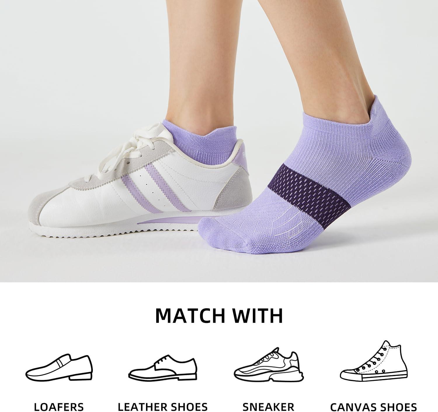 imageFITRELL 56 Pairs Ankle Running Socks for Women Athletic Cushioned Low Cut Tab Sports Socks5 Pairs Rococo
