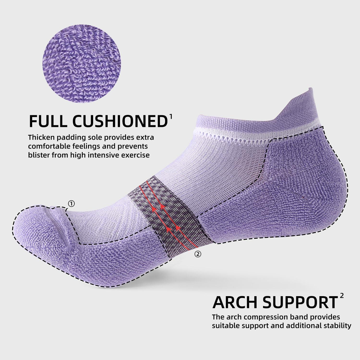 imageFITRELL 56 Pairs Ankle Running Socks for Women Athletic Cushioned Low Cut Tab Sports Socks6 Pairs Brownie