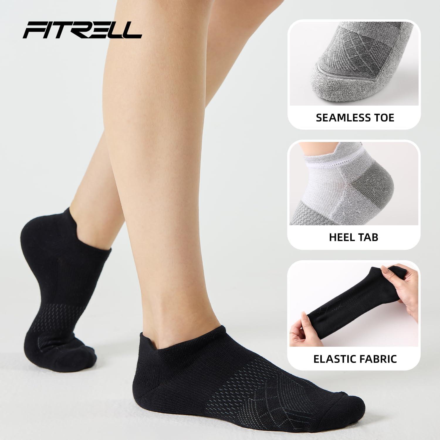 imageFITRELL 56 Pairs Ankle Running Socks for Women Athletic Cushioned Low Cut Tab Sports Socks6 Pairs Brownie