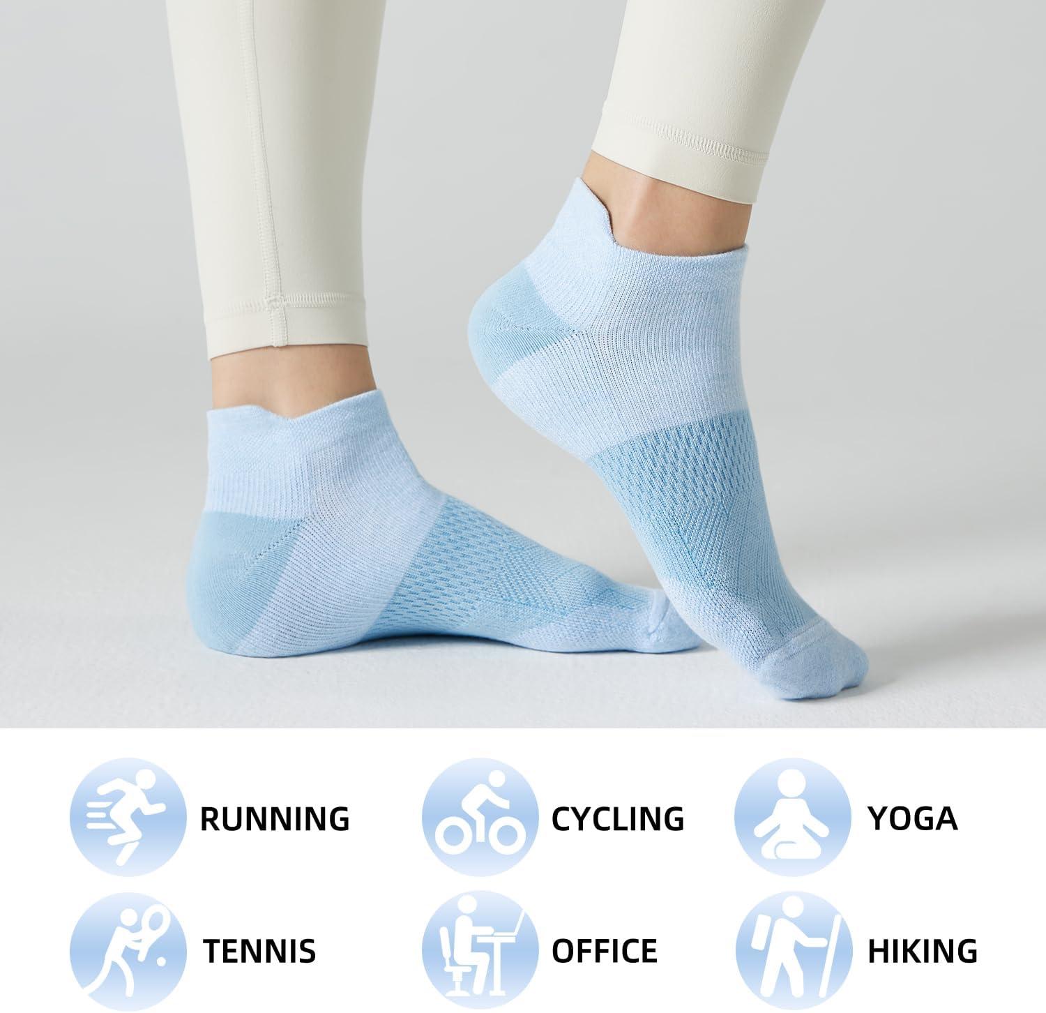 imageFITRELL 56 Pairs Ankle Running Socks for Women Athletic Cushioned Low Cut Tab Sports Socks6 Pairs Macaron