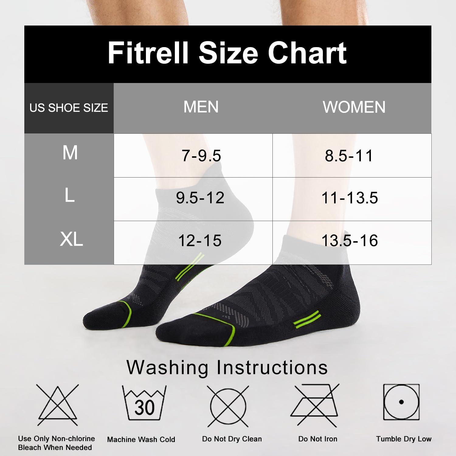 imageFITRELL 6 Pack Mens Ankle Running Socks Low Cut Cushioned Athletic Sports Socks 799121215Blackgreen