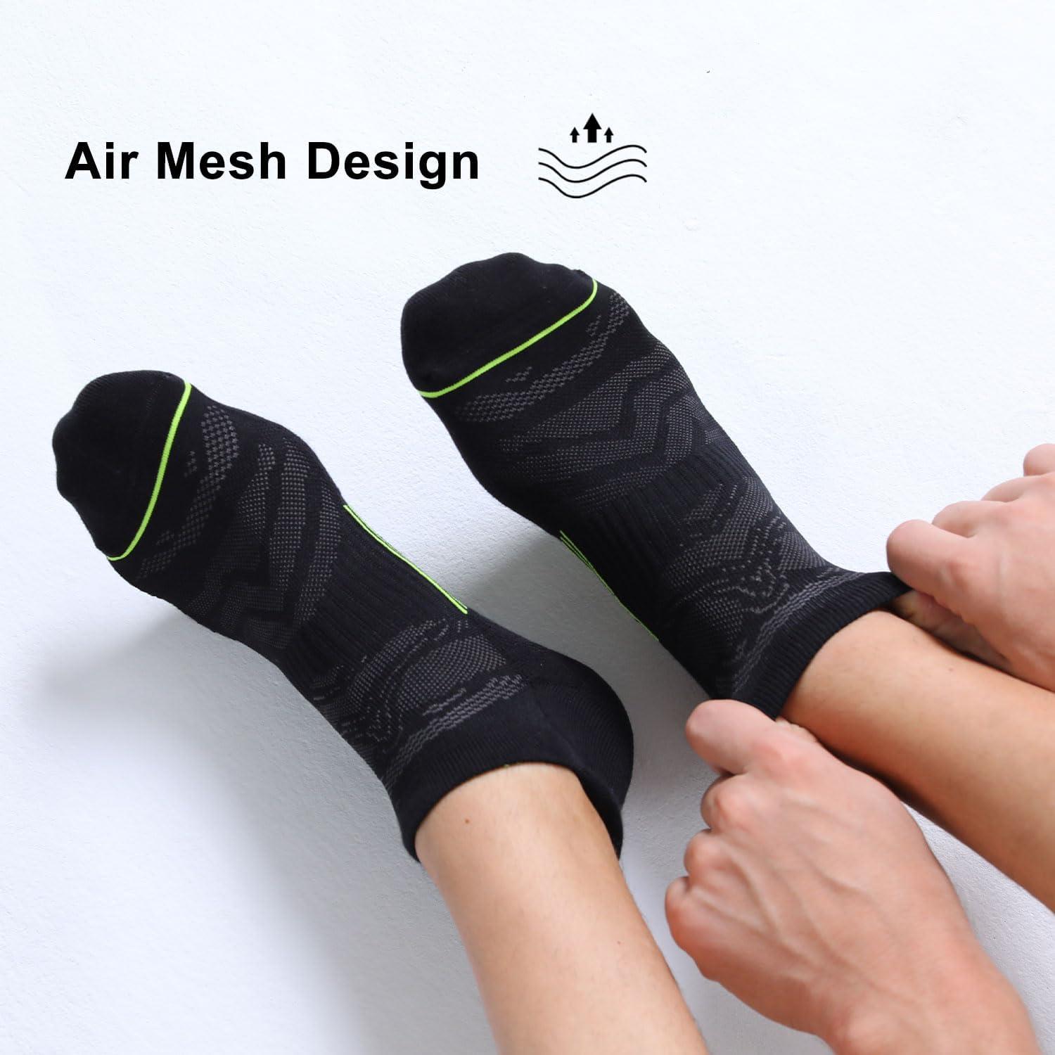 imageFITRELL 6 Pack Mens Ankle Running Socks Low Cut Cushioned Athletic Sports Socks 799121215Blackgreen