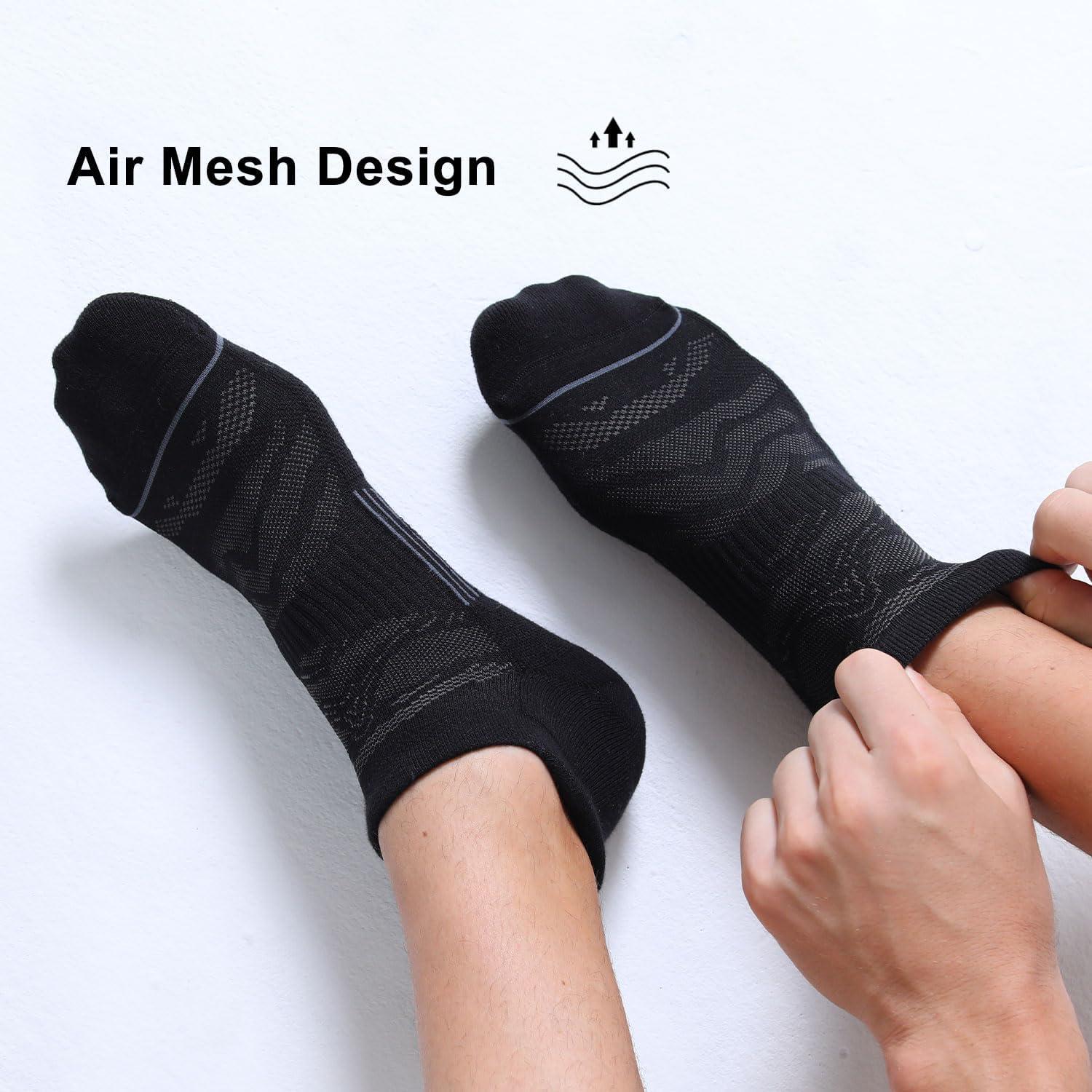 imageFITRELL 6 Pack Mens Ankle Running Socks Low Cut Cushioned Athletic Sports Socks 799121215Blackgrey
