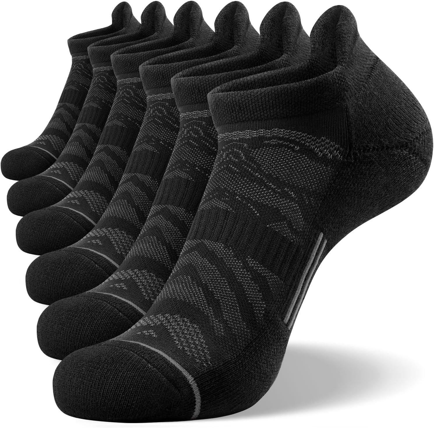 imageFITRELL 6 Pack Mens Ankle Running Socks Low Cut Cushioned Athletic Sports Socks 799121215Blackgrey