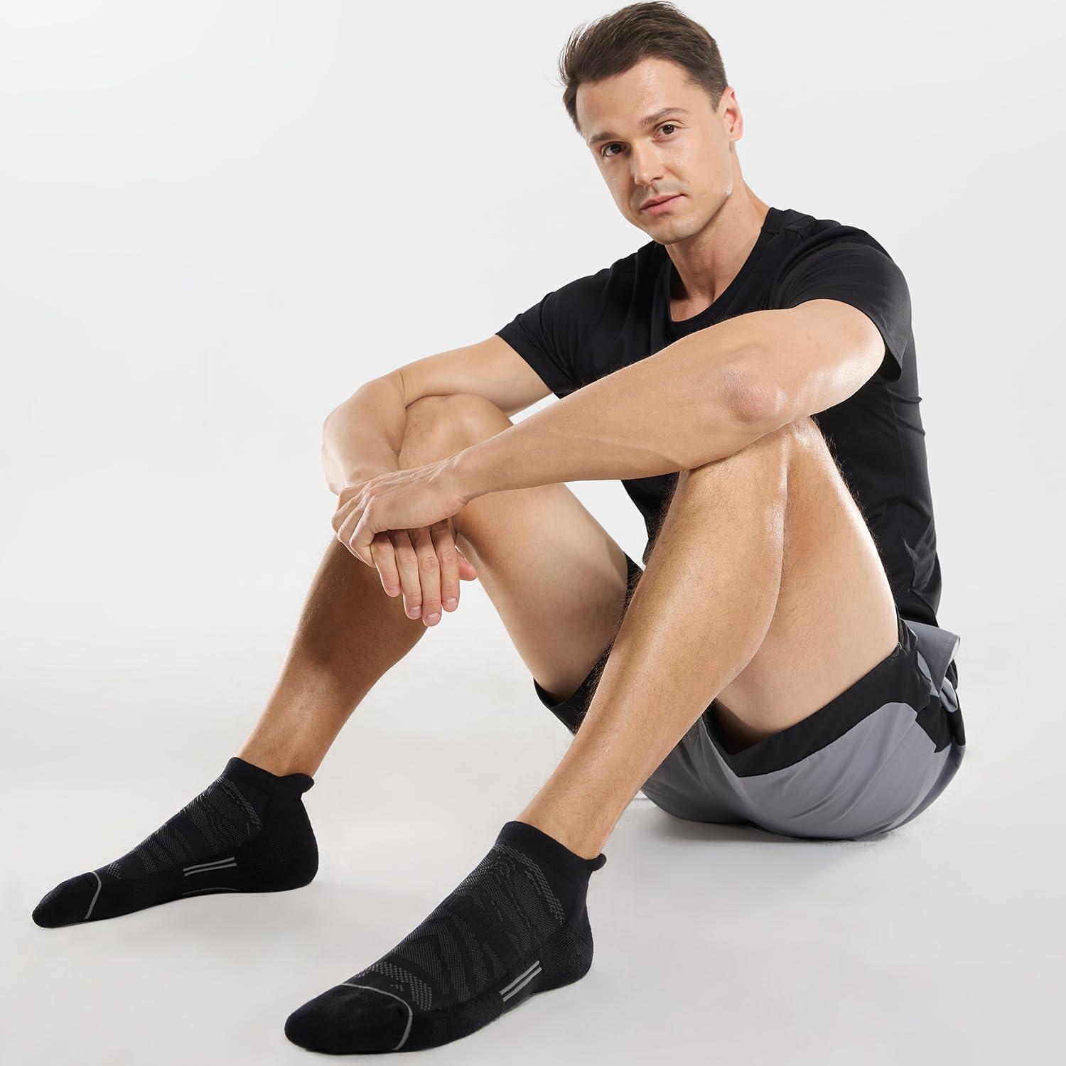 imageFITRELL 6 Pack Mens Ankle Running Socks Low Cut Cushioned Athletic Sports Socks 799121215Blackgrey