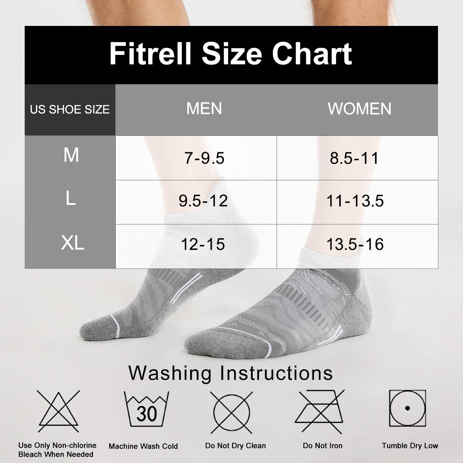 imageFITRELL 6 Pack Mens Ankle Running Socks Low Cut Cushioned Athletic Sports Socks 799121215Blackwhitegrey Mixed