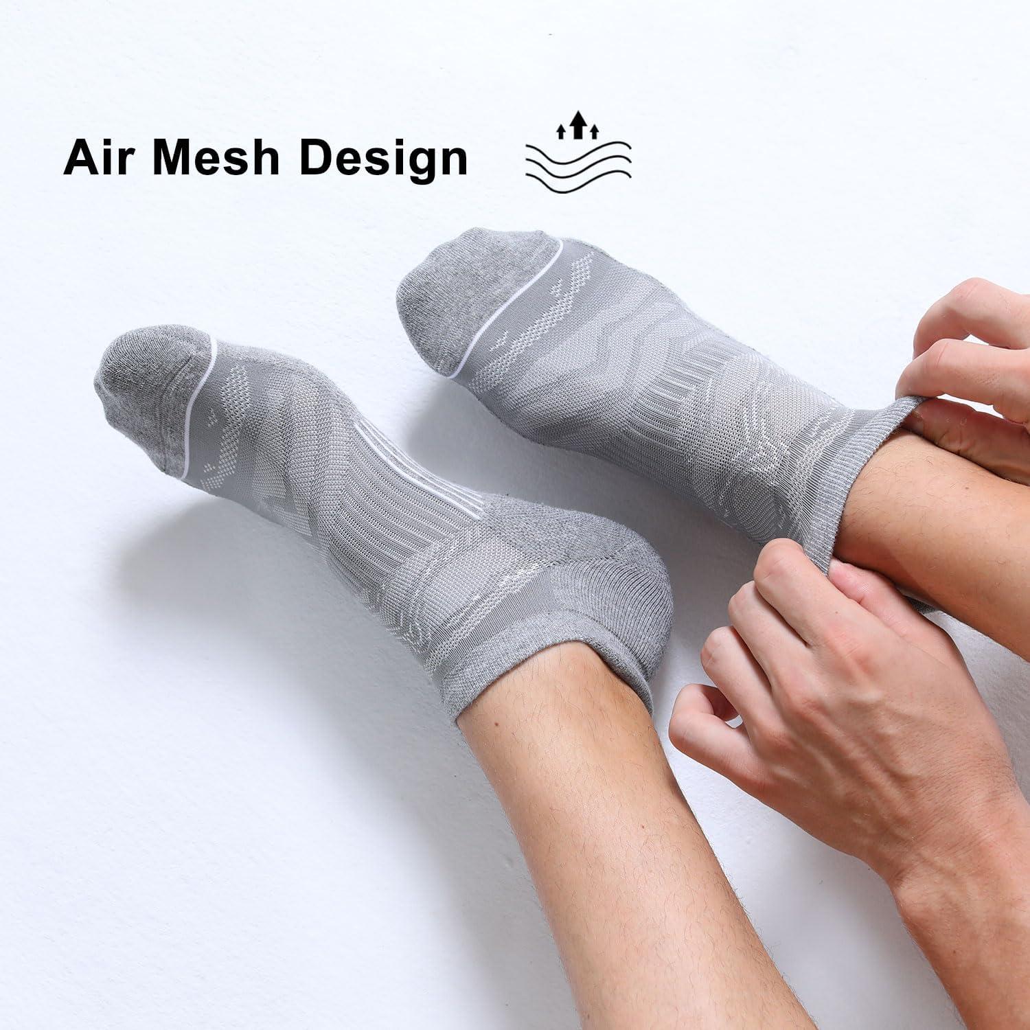 imageFITRELL 6 Pack Mens Ankle Running Socks Low Cut Cushioned Athletic Sports Socks 799121215Blackwhitegrey Mixed