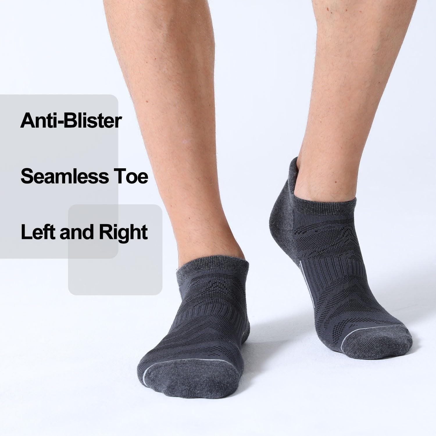 imageFITRELL 6 Pack Mens Ankle Running Socks Low Cut Cushioned Athletic Sports Socks 799121215Dark Greygrey