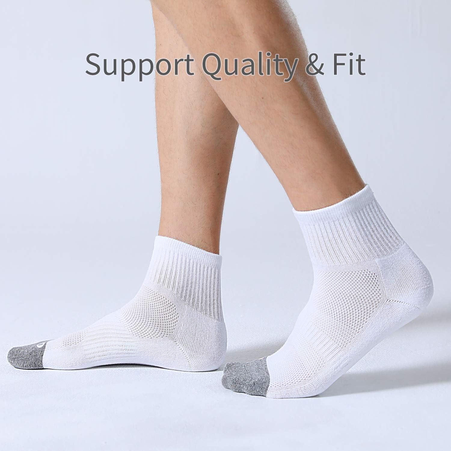imageFITRELL 6 Pack Mens Athletic Ankle Socks Cushioned Sports Running Socks 7991212153 White  3 Black