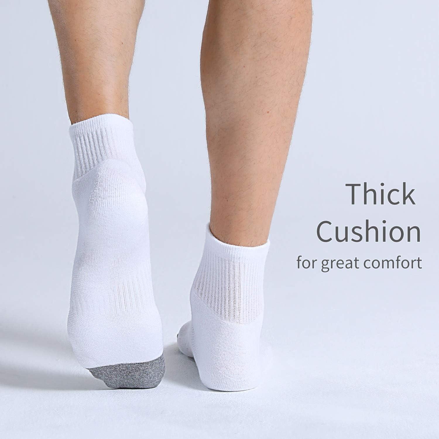 imageFITRELL 6 Pack Mens Athletic Ankle Socks Cushioned Sports Running Socks 7991212153 White  3 Black
