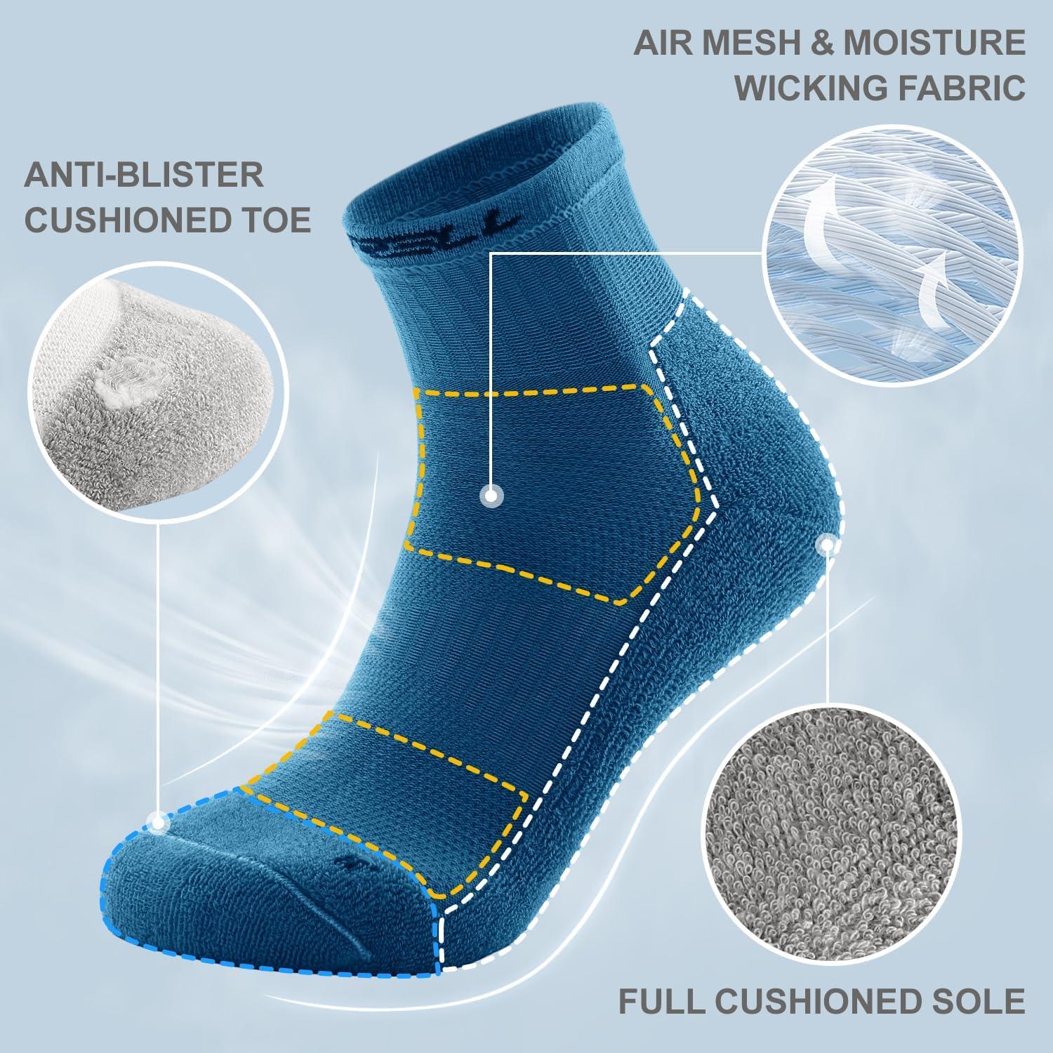 imageFITRELL 6 Pack Mens Athletic Ankle Socks Cushioned Sports Running Socks 799121215Blue Mixed