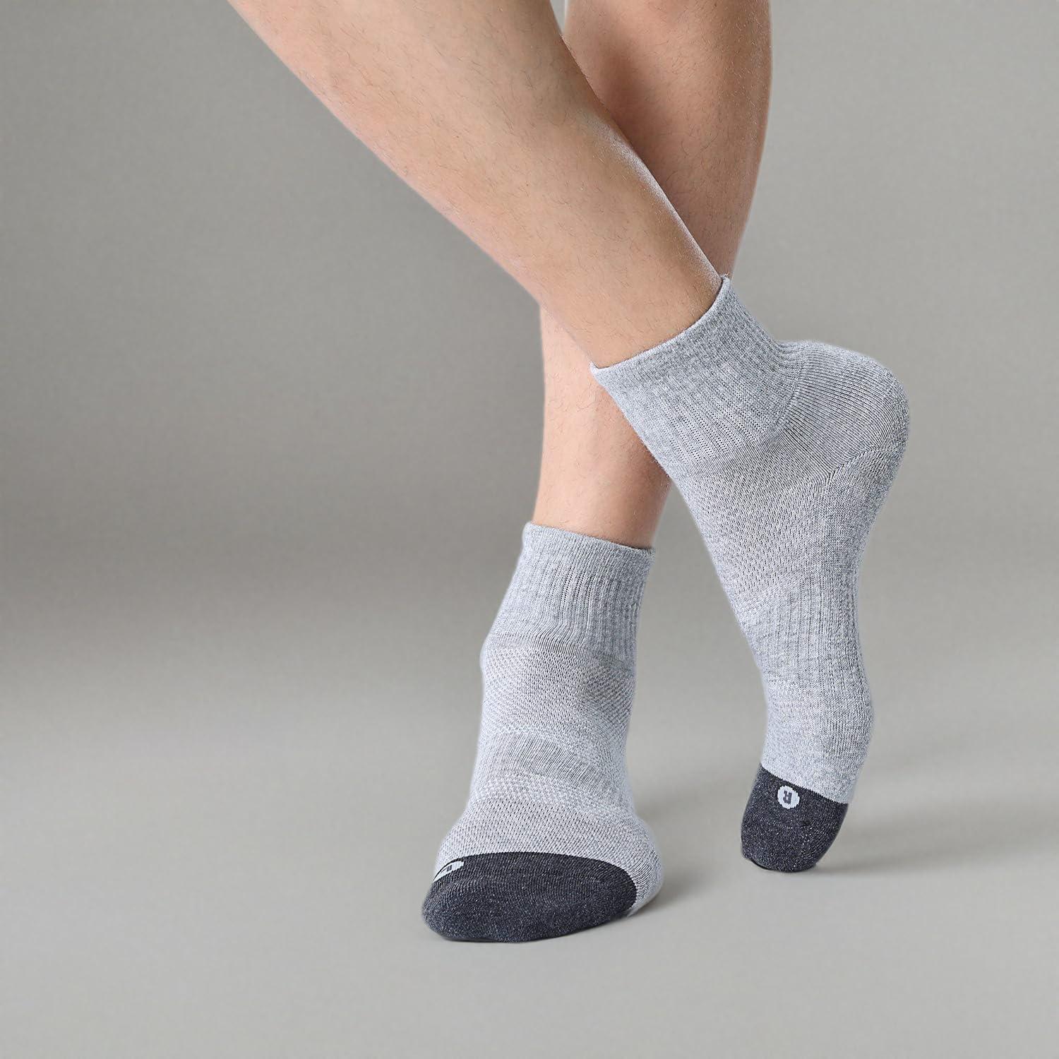 imageFITRELL 6 Pack Mens Athletic Ankle Socks Cushioned Sports Running Socks 799121215Grey