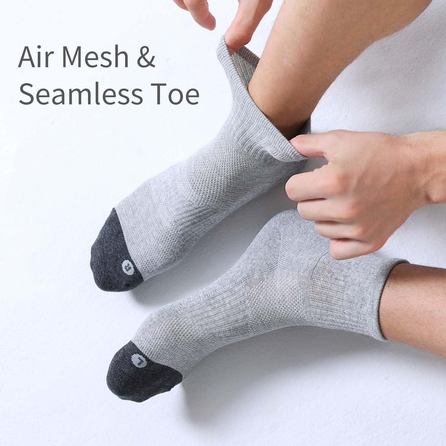 imageFITRELL 6 Pack Mens Athletic Ankle Socks Cushioned Sports Running Socks 799121215Grey