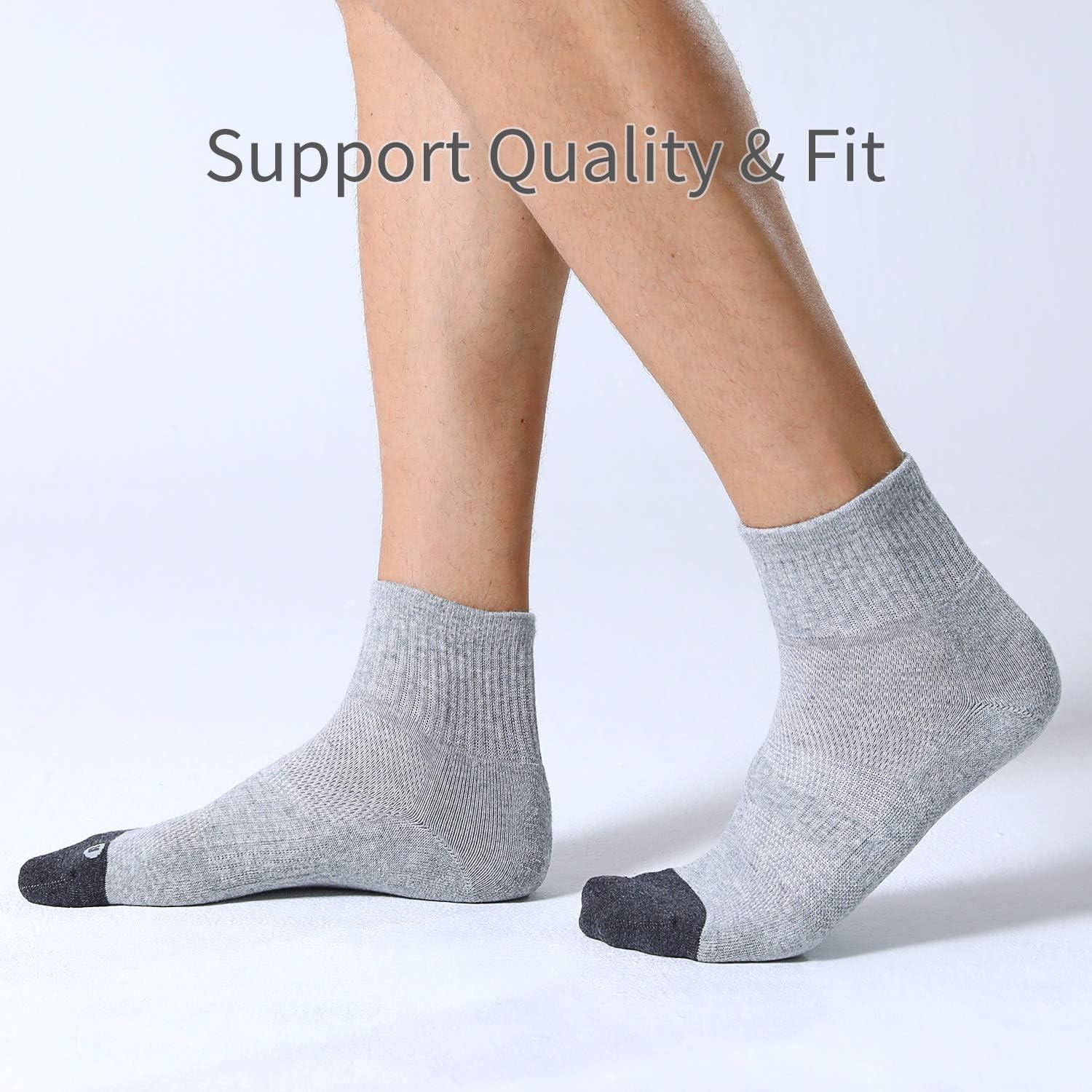 imageFITRELL 6 Pack Mens Athletic Ankle Socks Cushioned Sports Running Socks 799121215Grey