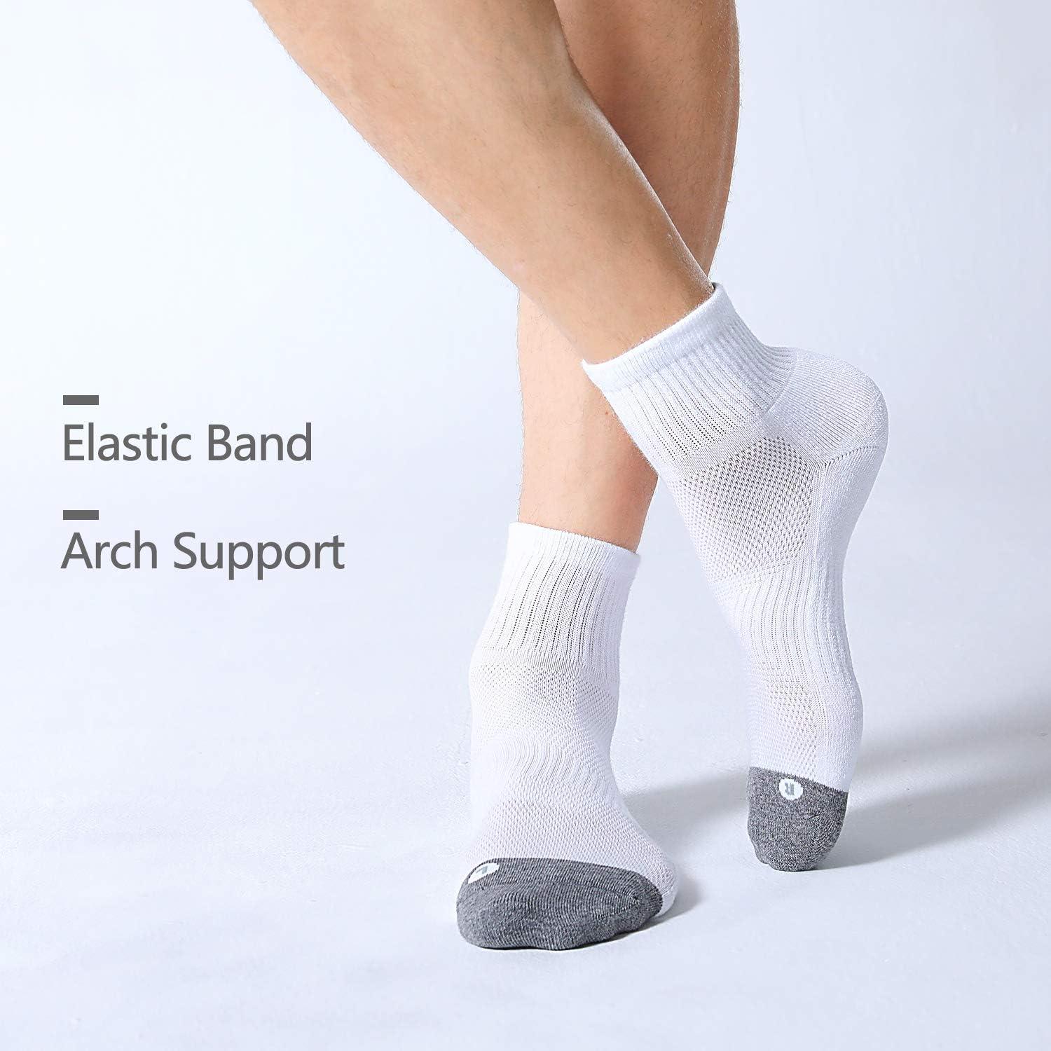 imageFITRELL 6 Pack Mens Athletic Ankle Socks Cushioned Sports Running Socks 799121215White