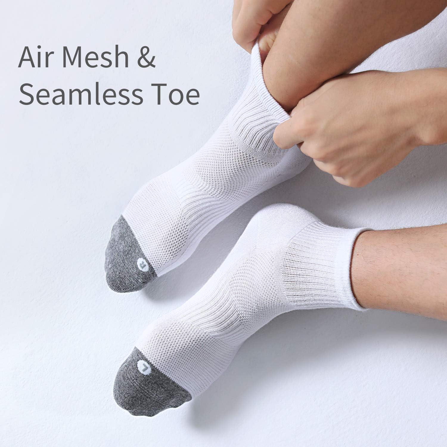 imageFITRELL 6 Pack Mens Athletic Ankle Socks Cushioned Sports Running Socks 799121215White