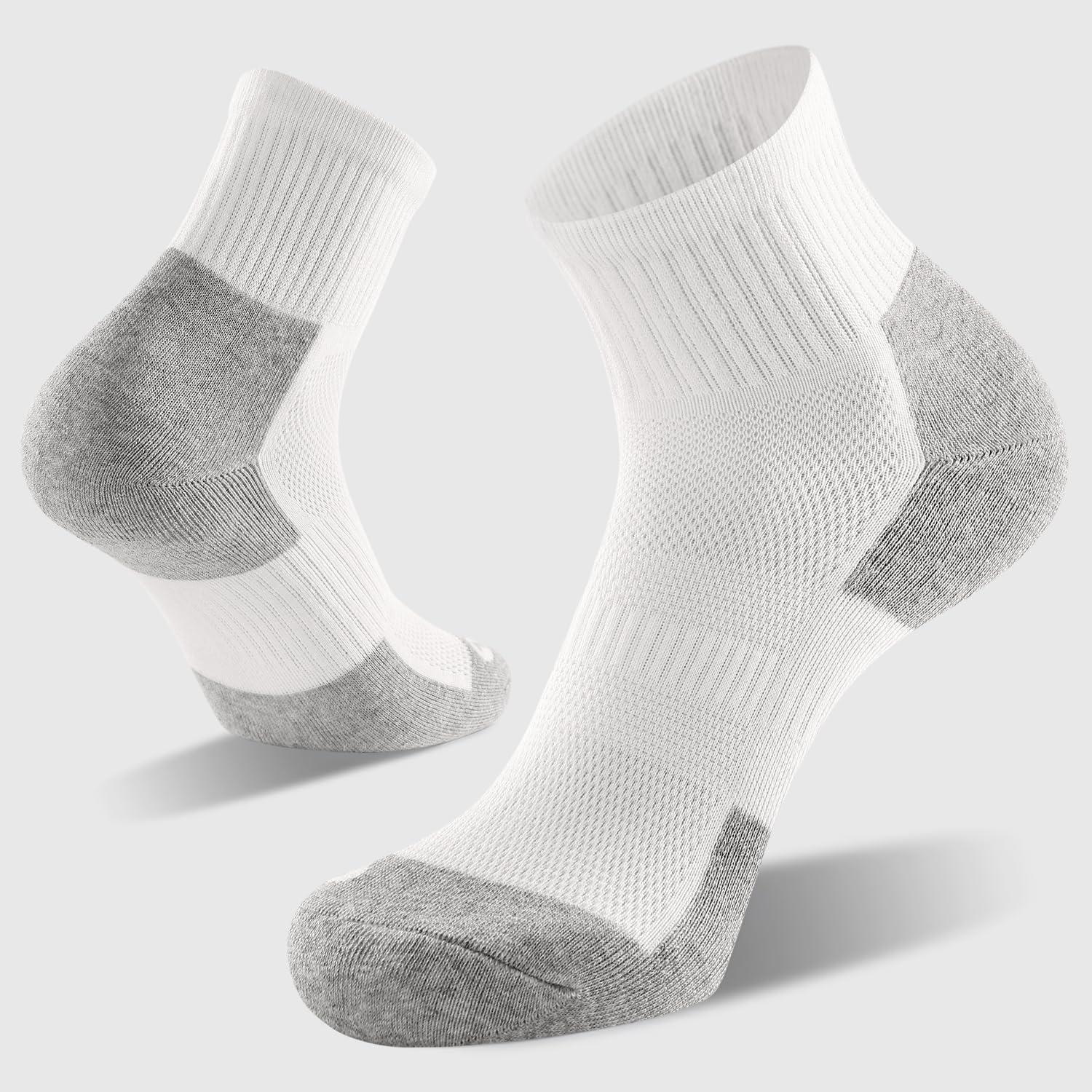 imageFITRELL 6 Pack Mens Athletic Ankle Socks Cushioned Sports Running Socks 799121215WhiteGrey