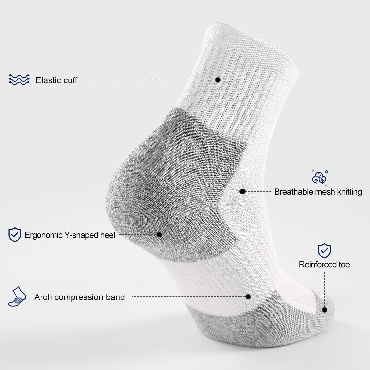 imageFITRELL 6 Pack Mens Athletic Ankle Socks Cushioned Sports Running Socks 799121215WhiteGrey