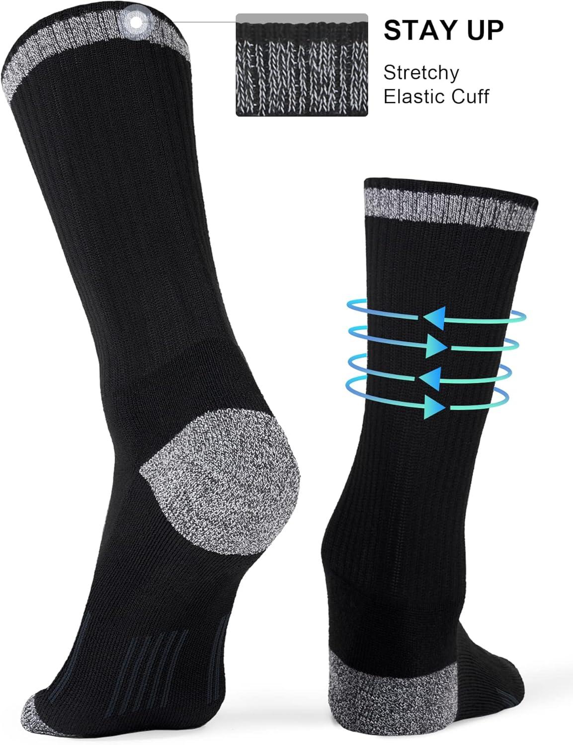 imageFITRELL 6 Pack Mens Athletic Moisture Wicking Crew Socks Cushioned Sport Running Work Boot Socks Size 9121215Black6
