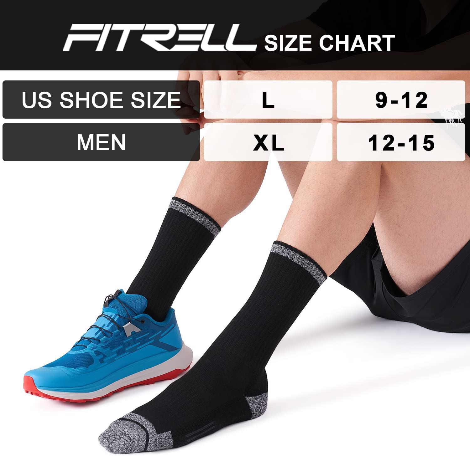 imageFITRELL 6 Pack Mens Athletic Moisture Wicking Crew Socks Cushioned Sport Running Work Boot Socks Size 9121215Black6