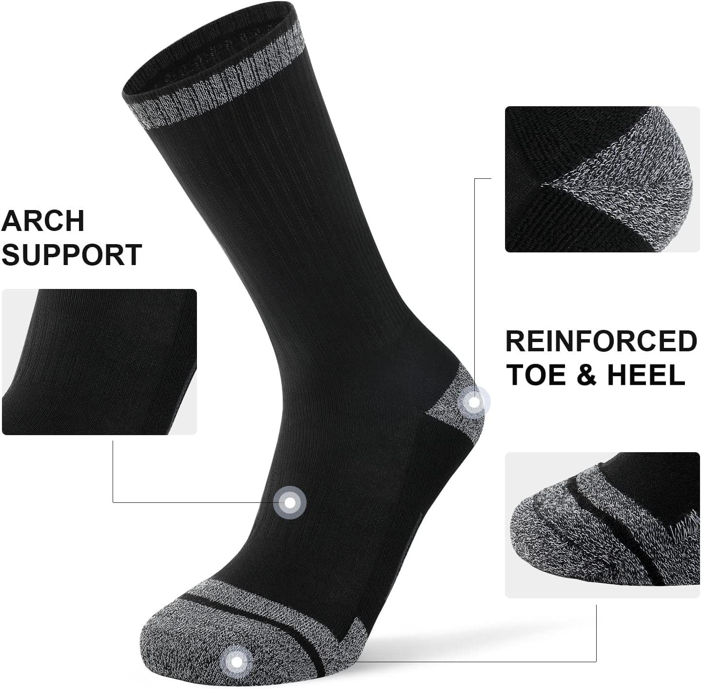 imageFITRELL 6 Pack Mens Athletic Moisture Wicking Crew Socks Cushioned Sport Running Work Boot Socks Size 9121215Black6