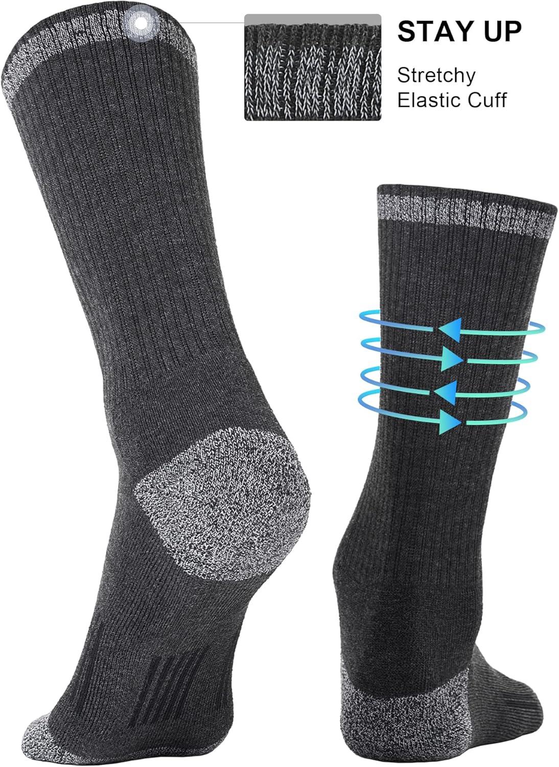 imageFITRELL 6 Pack Mens Athletic Moisture Wicking Crew Socks Cushioned Sport Running Work Boot Socks Size 9121215Grey6