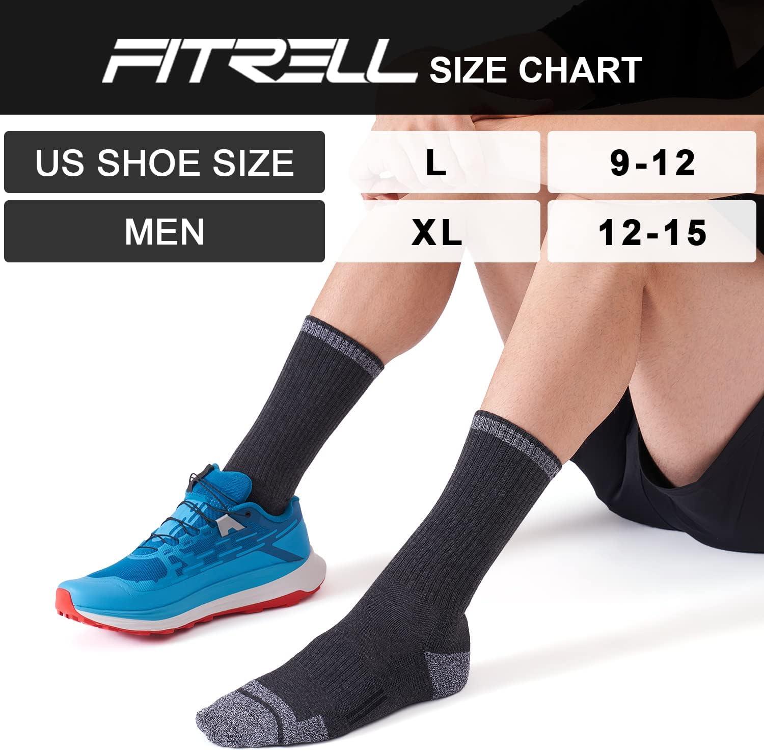 imageFITRELL 6 Pack Mens Athletic Moisture Wicking Crew Socks Cushioned Sport Running Work Boot Socks Size 9121215Grey6