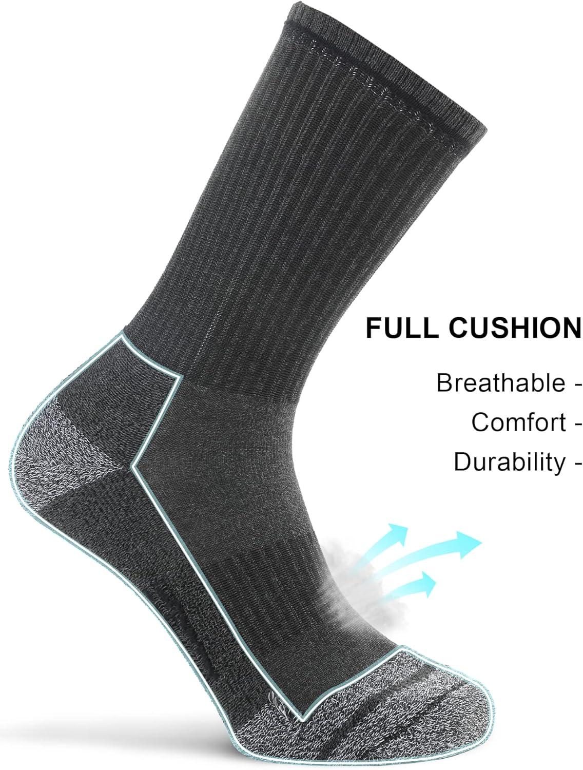 imageFITRELL 6 Pack Mens Athletic Moisture Wicking Crew Socks Cushioned Sport Running Work Boot Socks Size 9121215Grey6