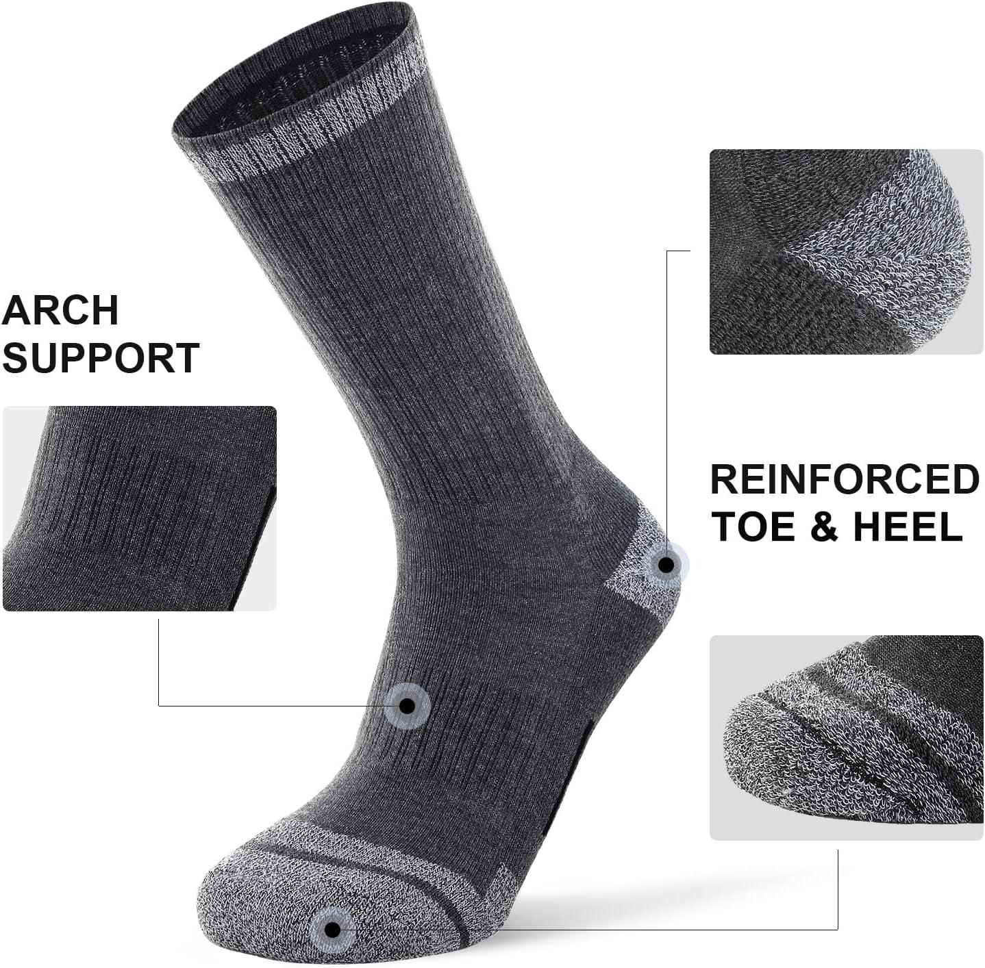 imageFITRELL 6 Pack Mens Athletic Moisture Wicking Crew Socks Cushioned Sport Running Work Boot Socks Size 9121215Grey6