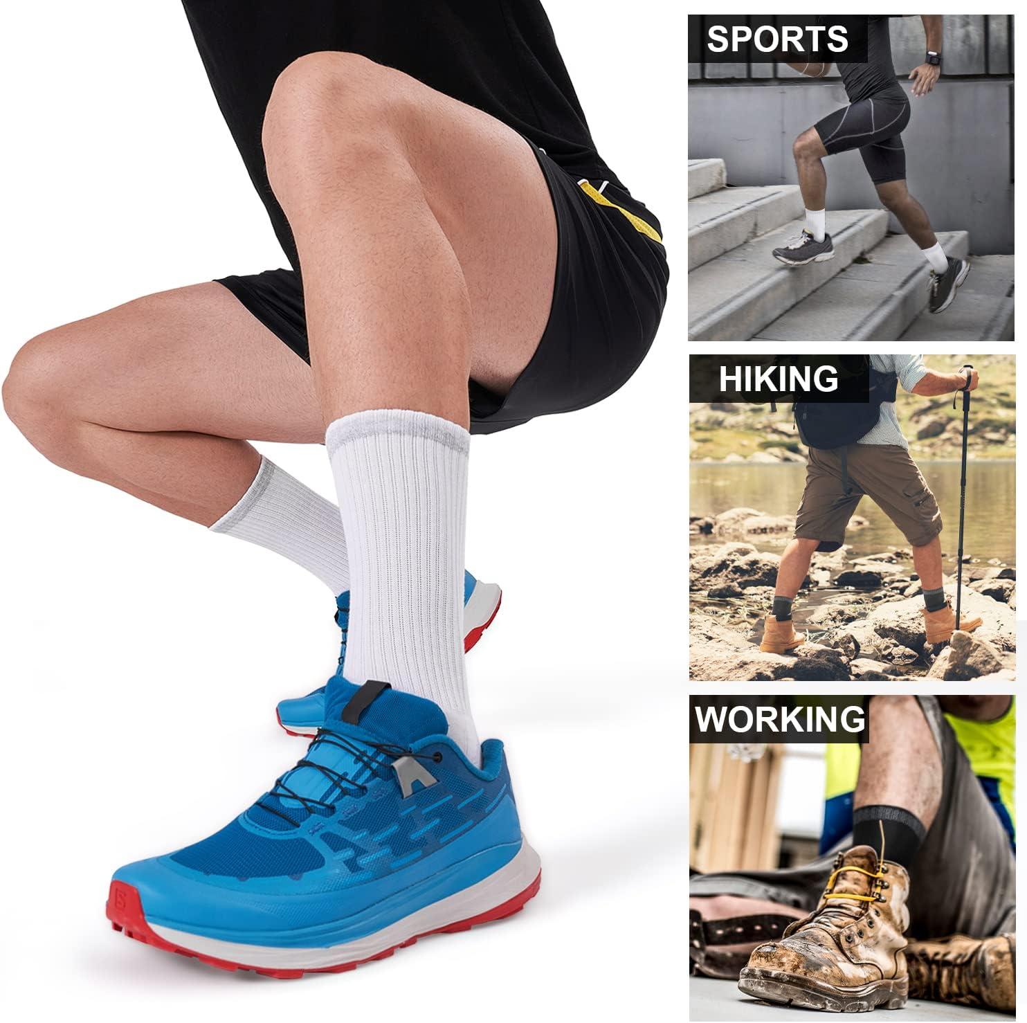 imageFITRELL 6 Pack Mens Athletic Moisture Wicking Crew Socks Cushioned Sport Running Work Boot Socks Size 9121215White6