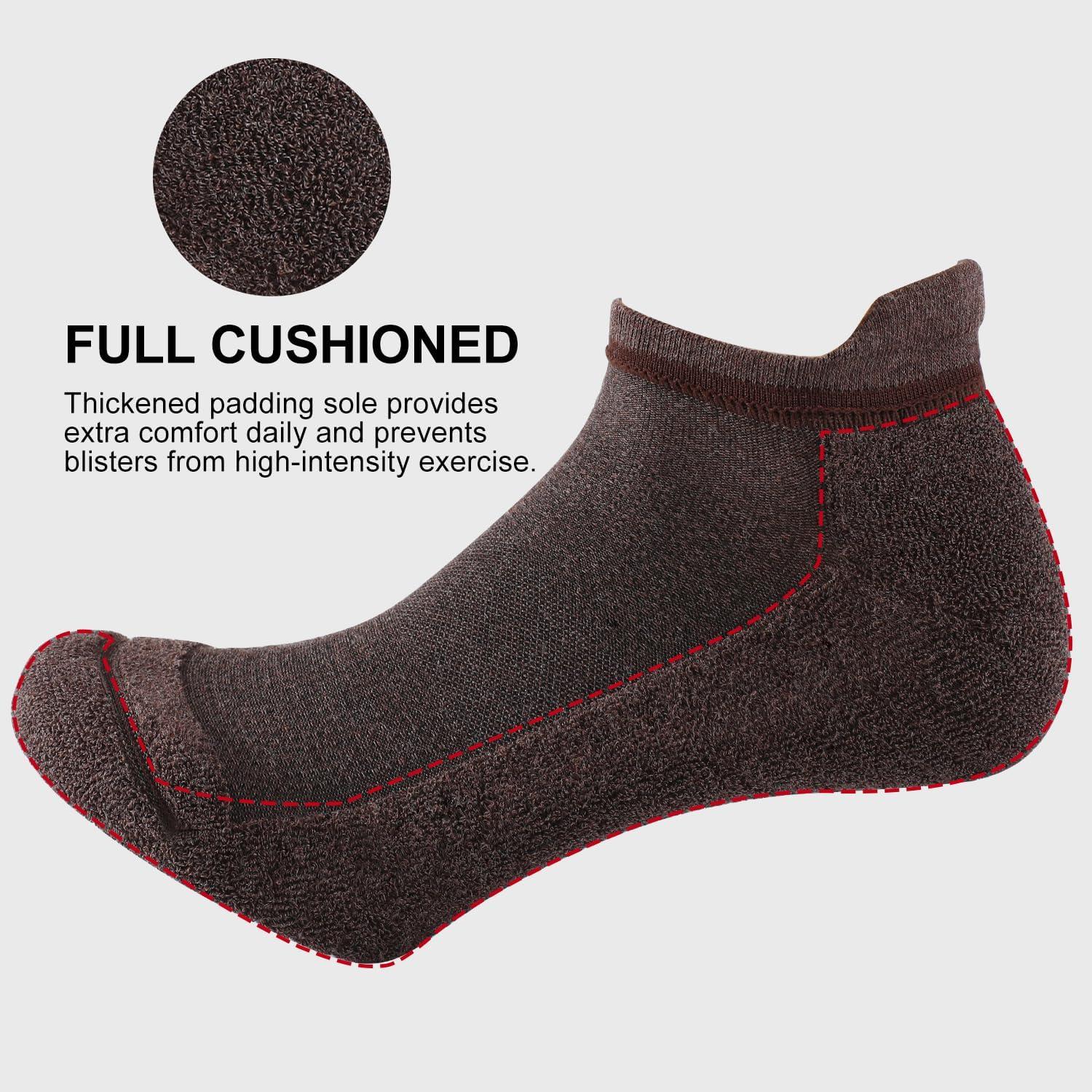 imageFITRELL 6 Pack Mens Athletic Running Ankle Socks Low Cut Cushioned Wicking AntiBlister Breathable Sport SocksAlmondkhakibrownblack