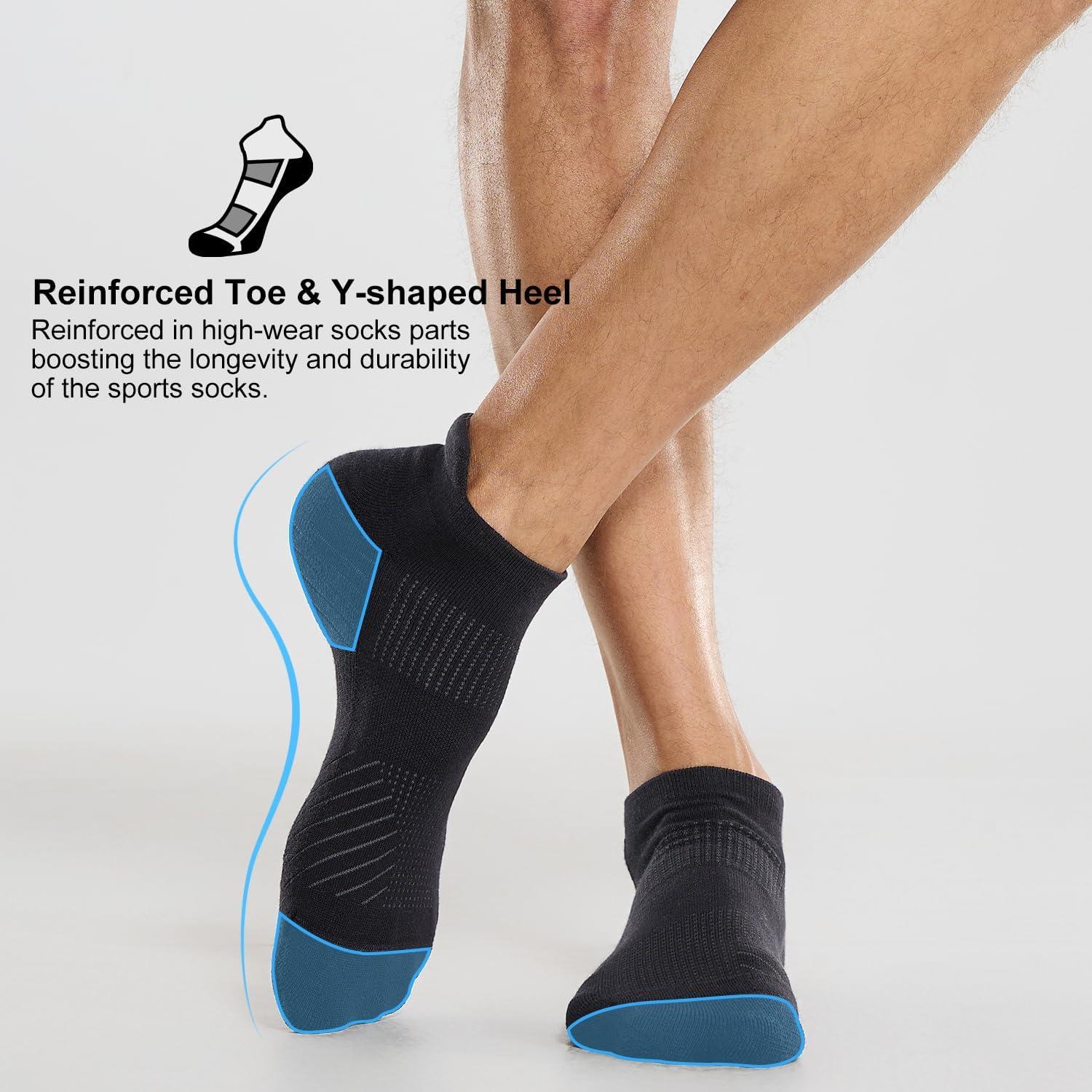 imageFITRELL 6 Pack Mens Athletic Running Ankle Socks Low Cut Cushioned Wicking AntiBlister Breathable Sport SocksBlack