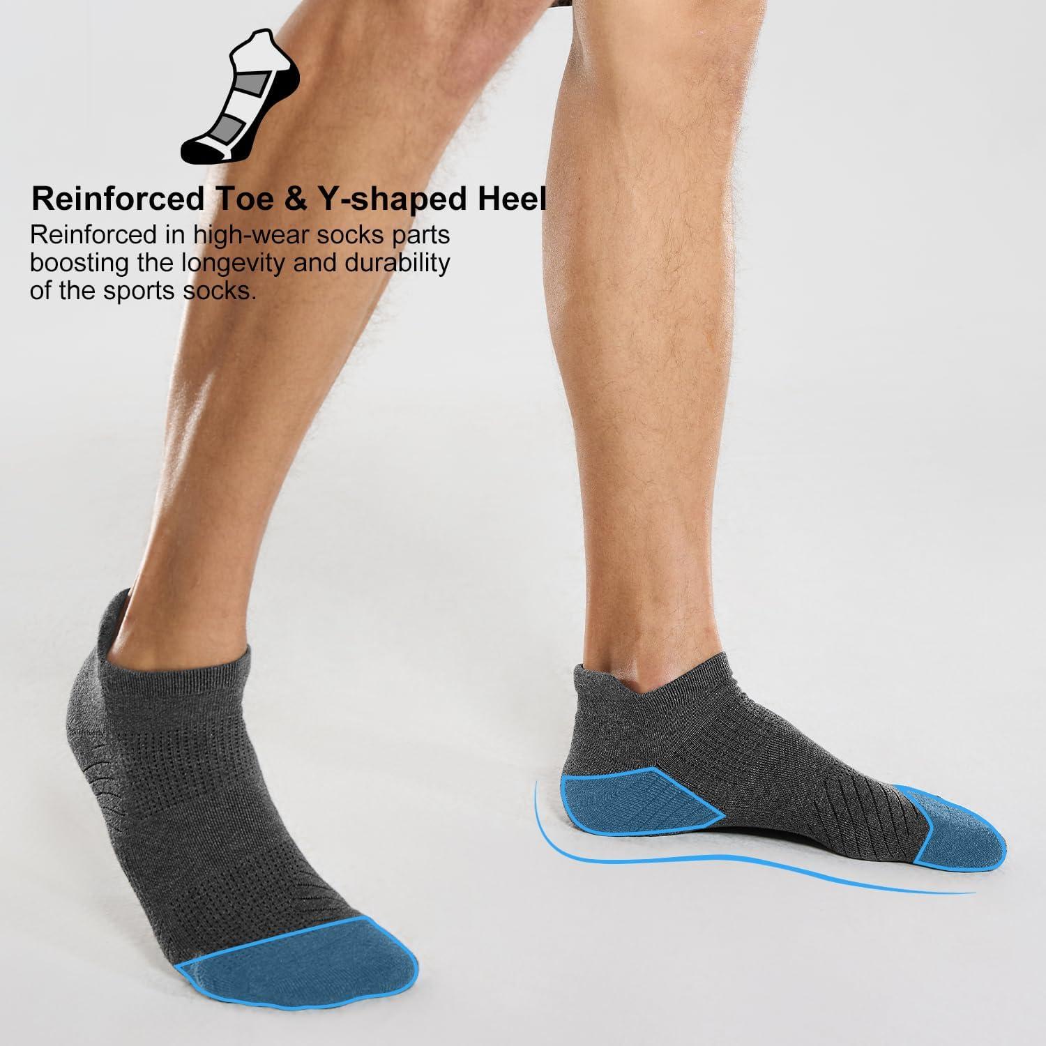 imageFITRELL 6 Pack Mens Athletic Running Ankle Socks Low Cut Cushioned Wicking AntiBlister Breathable Sport SocksBluegreyblack